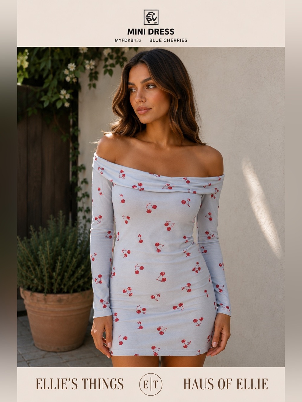 Tinsel Town Cherry Print Mini Dress XS Blue Mesh NWT Y2K